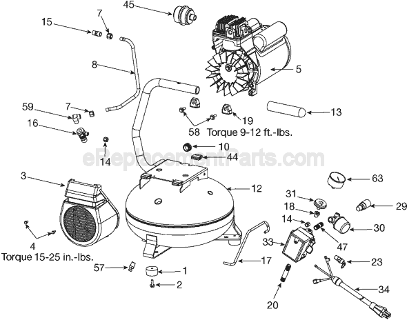 Page A Diagram and Parts List for Type 1 Porter Cable Compressor